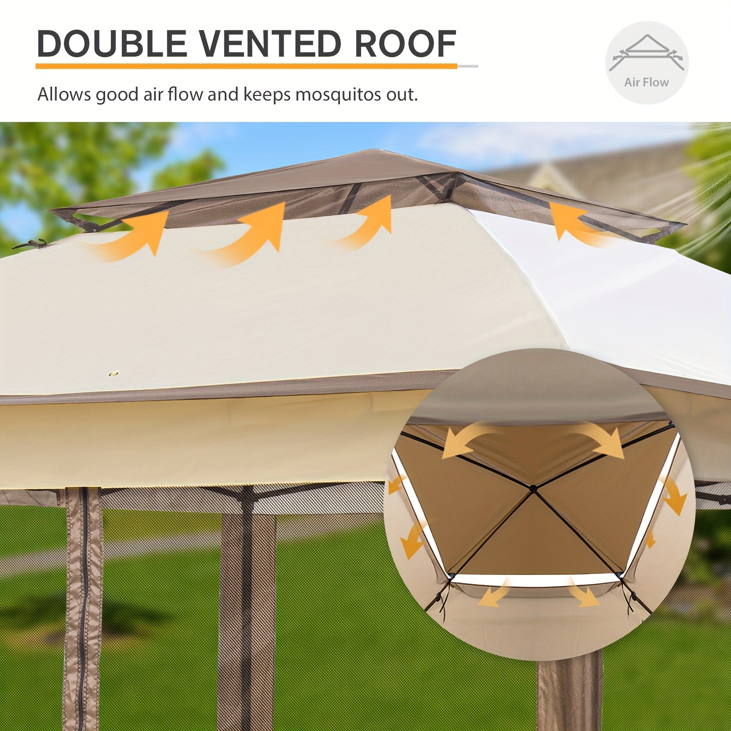 Instant Gazebo Tent 11x11 FT Mosquito Netting No Assembly Required for Garden, Yard and Pest Management