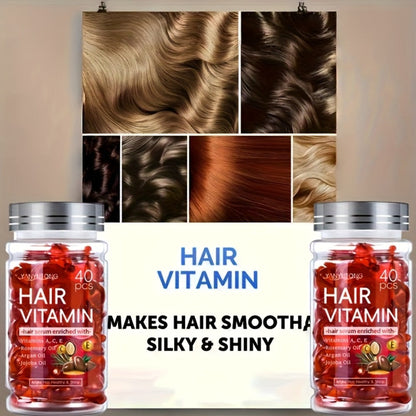 Argan Oil Hair Growth Vitamin Capsules with Keratin & Vitamins A C E B, Anti-Frizz Nourishing Hair Essence for Dry