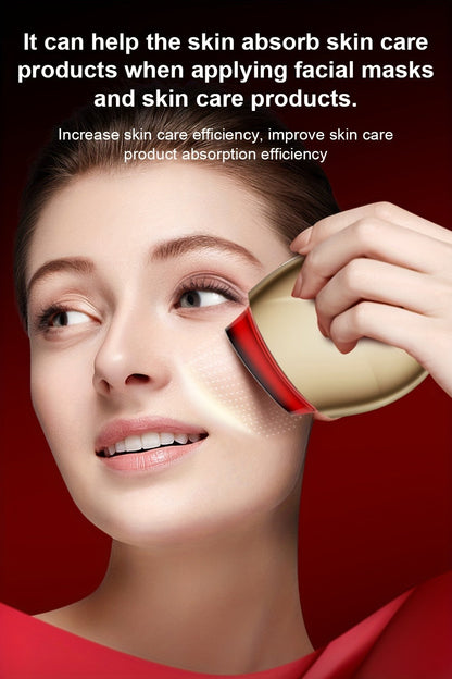 EMS Face Massager, 3-in-1 LED Light Therapy, Heat & EMS, USB Rechargeable Portable Facial Beauty Device for