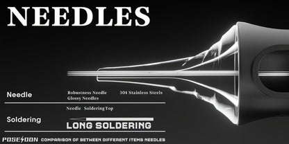 Tattoo Cartridge Needles with POSEIDON V5 Label, 50-Piece Mixed or Round Liner Pack Options