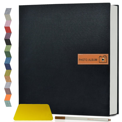 Self Adhesive Photo Album Scrapbook – Large Linen Cover Memory Book for 4x6 5x7 8x10 Photos, DIY Picture Book with Metal Pen, Gift for Mom