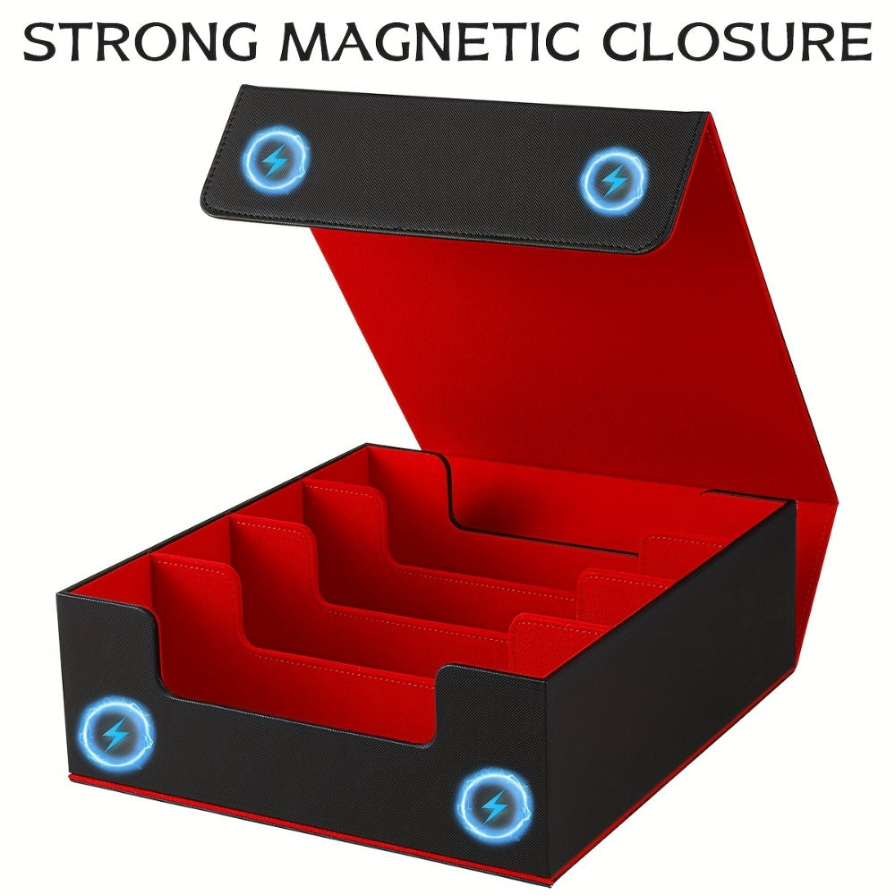 Four-Row Trading Card Storage Box with Magnetic-Style Lid, Two Colors and Pictured 29.5 cm Width