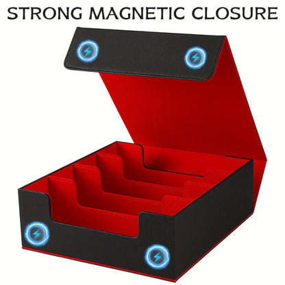 Four-Row Trading Card Storage Box with Magnetic-Style Lid, Two Colors and Pictured 29.5 cm Width