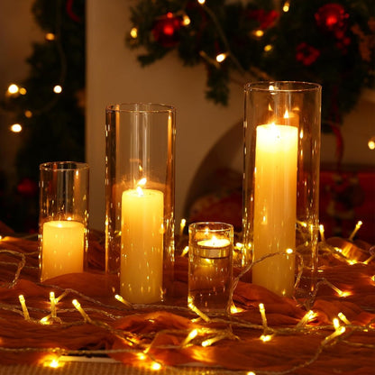 Clear Glass Cylinder Vases Set of 16, 4 6 8 10 Inch Tall Glass Vases for Centerpieces, Floating Candle Holders