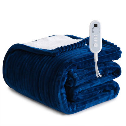 Electric Blanket with Temperature Control and Timer, Extra Large Flannel Heated Blanket, 8 Levels Auto-Off