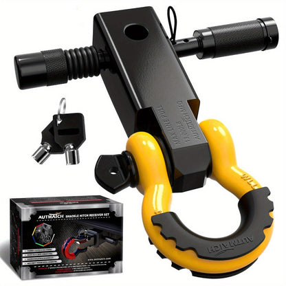 Shackle Hitch Receiver Kit 2 Inch – 45, 000 lbs Break Strength, Drop-Forged Steel, Lock Pin & D-Ring, Fits Truck RV ATV Boat, 8 Colors