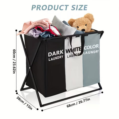 Rectangular Laundry Hamper Basket with Handles – Large Multi-Component Clothes Storage Organizer for Home, College Dorm