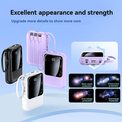 Power Bank 21000mAh Mini with 5W or 22.5W Power Options, Built-In Cable Set and LED Display