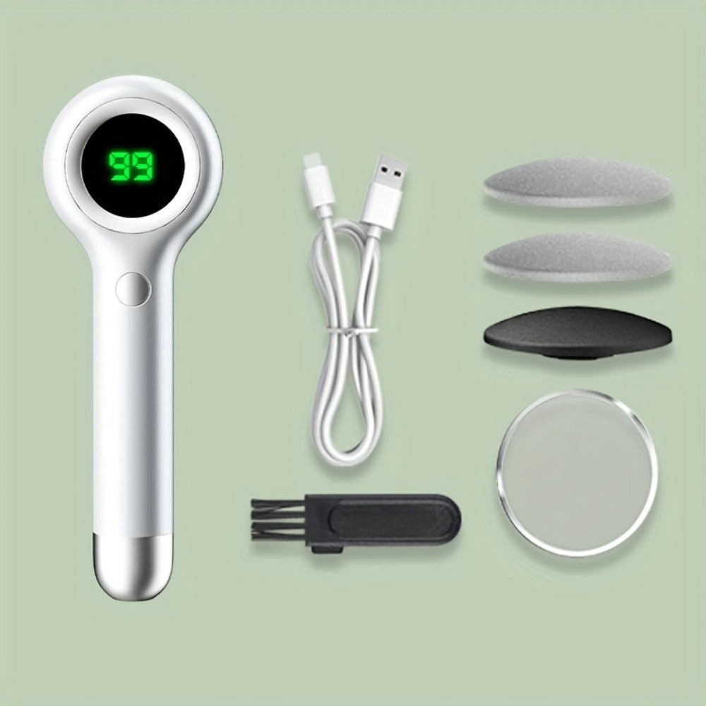 Electric Foot Callus Remover Kit USB Rechargeable with 3 Interchangeable Heads, 2 Speeds & Built-In Dander Vacuum