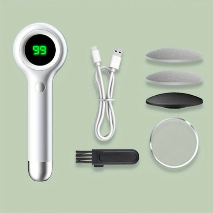 Electric Foot Callus Remover Kit USB Rechargeable with 3 Interchangeable Heads, 2 Speeds & Built-In Dander Vacuum
