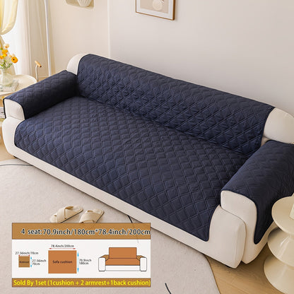 Sofa Cover Three-Piece Soundwave Embossed Set with Sofa Panel, Two Armrest Covers and Backing Mat