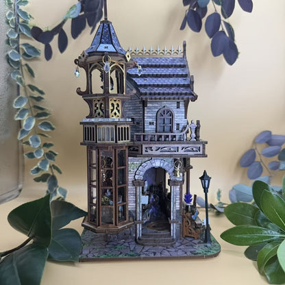 DIY Wood Miniature Bookhouse Model Kit SQ-71 Time Magic Club with Mechanical Link System – Adult Collector Dollhouse Display Piece