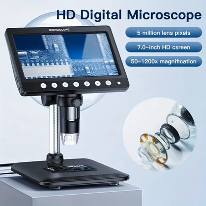 1200X Digital Microscope 7-Inch IPS Screen, WINWEND USB Coin & Soldering Microscope with 8 Adjustable LED Lights