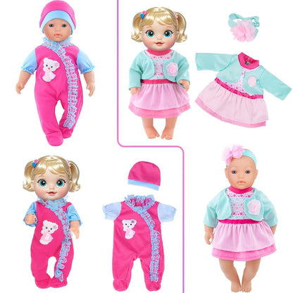 10-Set Baby Doll Clothes for 10 12 14 Inch Dolls, Variety Fashion Outfits Set, Safe Fabric, Easy On Off