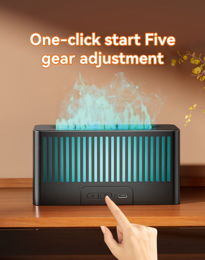 Humidifier Flame-Effect USB Diffuser with Seven LED Colors, Black or White, Single and Two-Pack Options