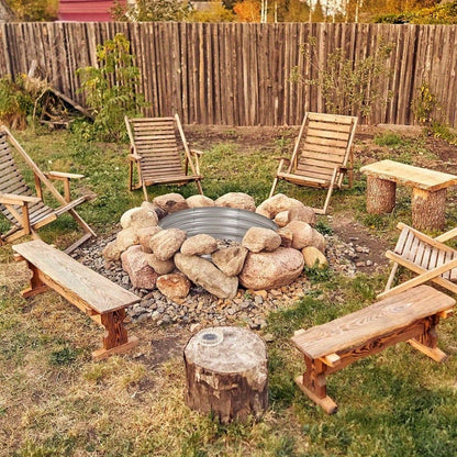 Galvanized Steel Fire Pit Ring Liner for Above Ground Wood Burning, Metal Firepit Insert for Backyard Camping Beach Park Outdoor Patio