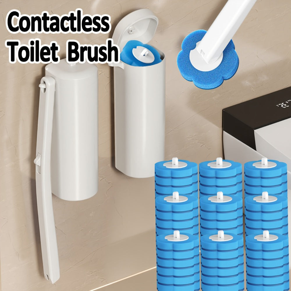 Disposable Toilet Brush Cleaning System with Bracket & Replaceable Heads – Deep Clean Toilet Bathroom Cleaning Kit