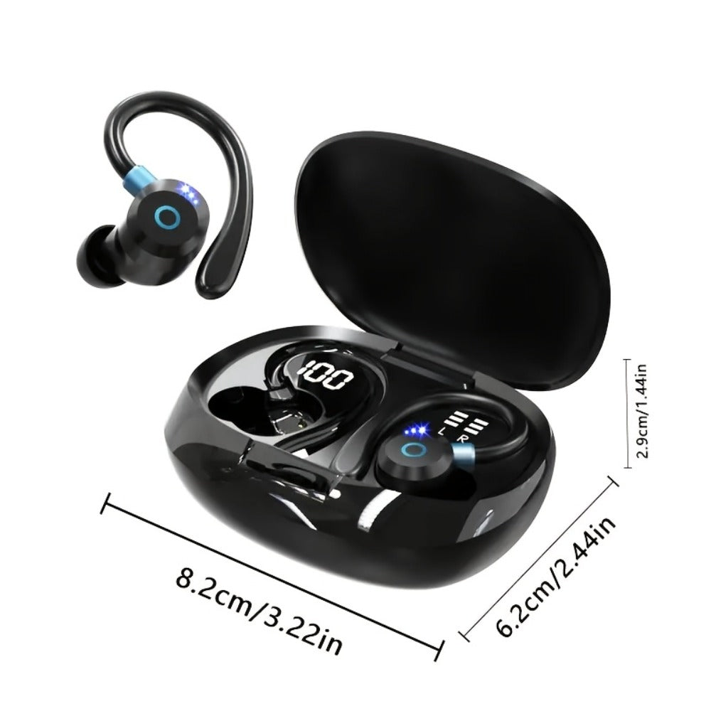 Wireless Earbuds Stereo In-Ear with LED Display Case, Touch Controls and Black, Blue or White Options