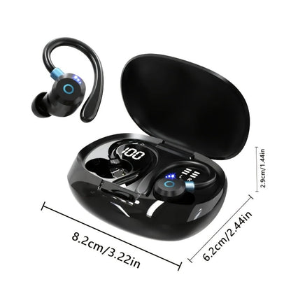 Wireless Earbuds Stereo In-Ear with LED Display Case, Touch Controls and Black, Blue or White Options
