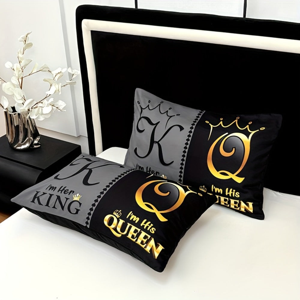 Bed Sheet Set 3 Piece Super Soft Microfiber Fitted Sheet with Pillowcases – Deep Pocket 15 Inch Crown Letter Print Color Block Bedding Twin