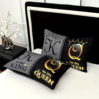 Bed Sheet Set 3 Piece Super Soft Microfiber Fitted Sheet with Pillowcases – Deep Pocket 15 Inch Crown Letter Print Color Block Bedding Twin