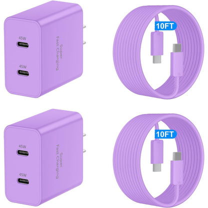 45W Samsung Super Fast Charger USB-C Dual Port Android Fast Charging Block with 10FT Long USB-C for an Everyday Personal Care Routine