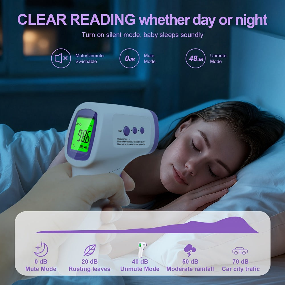 Non-Contact Forehead Thermometer Digital Infrared, 1-Second Instant Reading, Fever Alarm, 3-in-1 Forehead & Object Mode