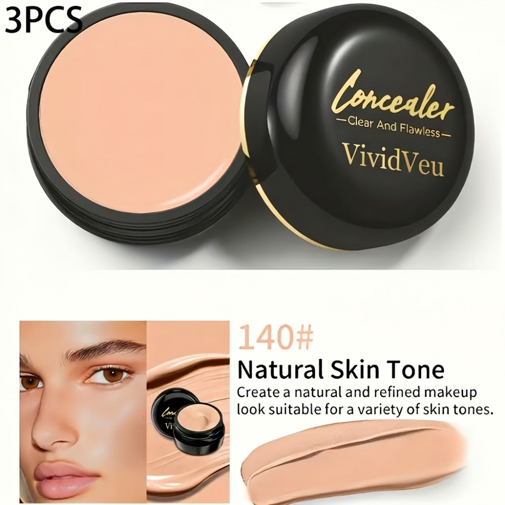 Waterproof Matte Concealer 3 Pack, Full Coverage Plant-Based Formula for Dark Circles, & Blemishes