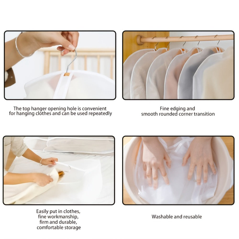 Garment Bags 10 Pack Waterproof Transparent – Hanging Clothes Storage Bags with Full Zipper for Wardrobe, Travel & Closet Organization