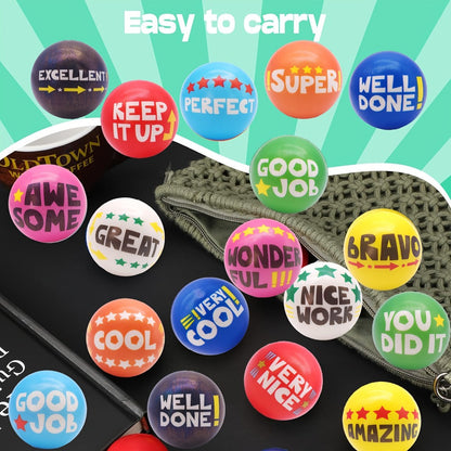 Motivational Squeeze Stress Balls 24 Pack Multicolor, 2.48" Squishy Balls with Positive Affirmation Slogans for Classroom Prizes