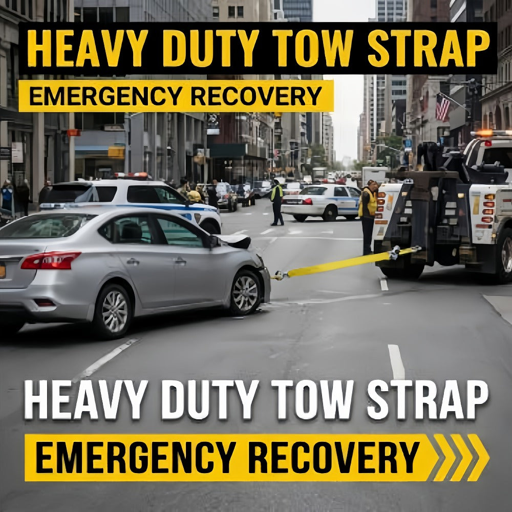 Recovery Tow Strap with Forged Steel Hook – 4M 13FT 11000LB Heavy Duty Winch Strap for Off-Road SUV Truck Pickup Emergency Vehicle Rescue
