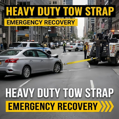 Recovery Tow Strap with Forged Steel Hook – 4M 13FT 11000LB Heavy Duty Winch Strap for Off-Road SUV Truck Pickup Emergency Vehicle Rescue