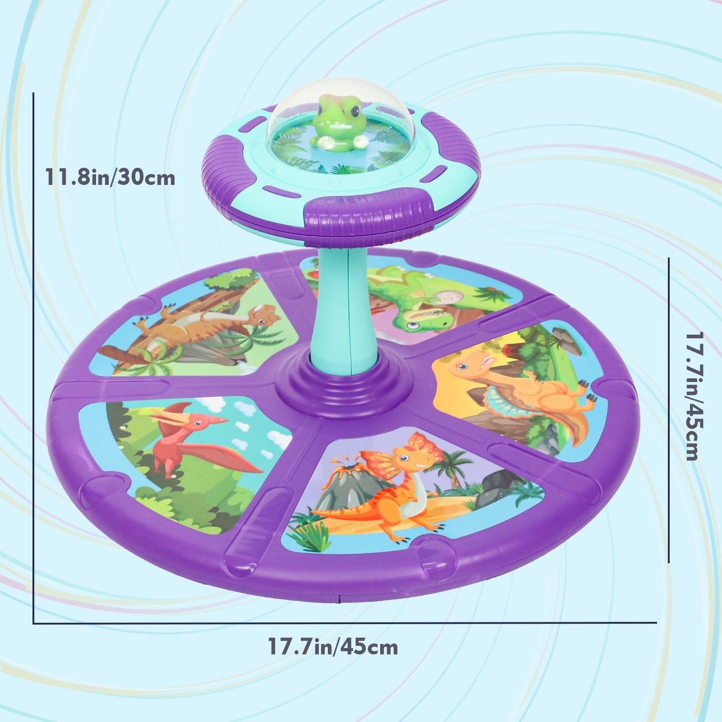Dinosaur Spin Seat Toy for Toddlers 18 Months+, 360° Sit and Spin with Music, Indoor Interactive Sensory Balance Toy