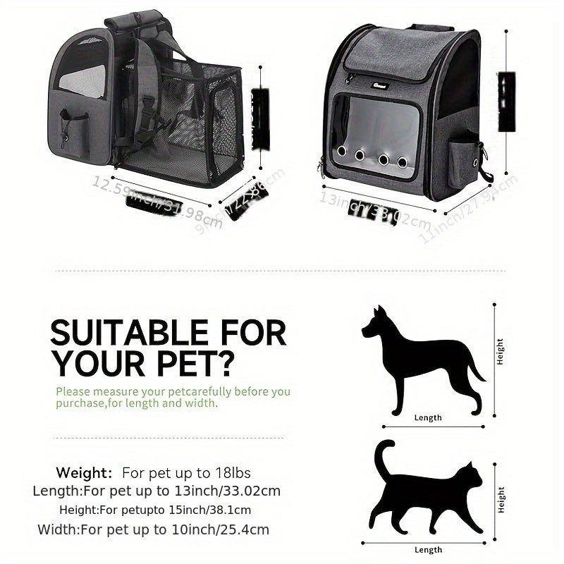 Expandable Pet Carrier Backpack | Airline Approved Foldable Cat Dog Travel Bag for Small Medium Pets, Breathable Mesh