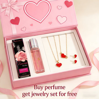 Pheromone Perfume & Jewelry Gift Set for Women 6-8 Hours - 2 Piece Fragrance Accessory Bundle for Bath Time, Home Spa and Personal Care