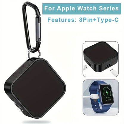 Portable Watch Charging Case with Carabiner, Square Magnetic Cradle and Six Color Checkout Options