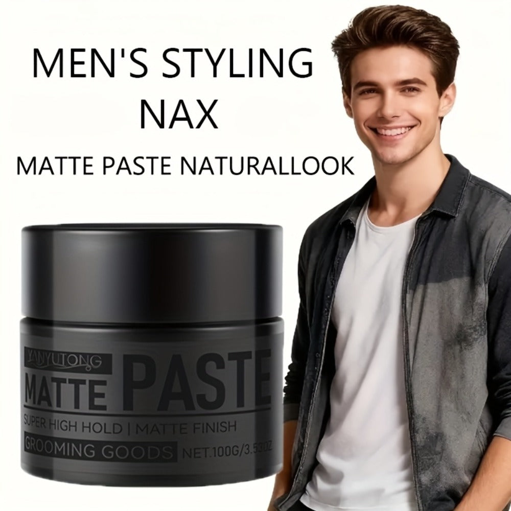 Matte Hair Paste for Men 100g, Non-Greasy Medium Hold Styling Cream with Plant Squalane & Argan Oil