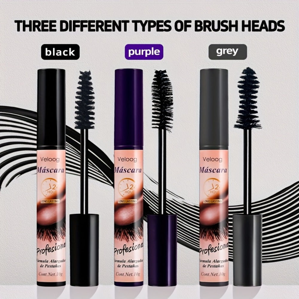 Waterproof Mascara Set 3 Piece, Lengthening Volumizing Curling Lash Mascara with Sea Urchin Spiral Conical Brush Heads
