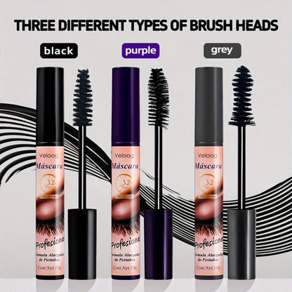 Waterproof Mascara Set 3 Piece, Lengthening Volumizing Curling Lash Mascara with Sea Urchin Spiral Conical Brush Heads