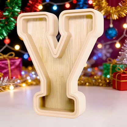 Alphabet Letter Piggy Bank A-Z Wooden Coin Bank Large Capacity Transparent – Personalized Savings Box for Kids | Back to School