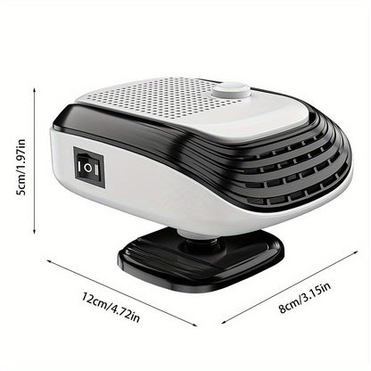 Portable Car Heater & Defroster 150W – Fast-Heating Windshield Defogger with Adjustable Airflow for Car, SUV, RV & Camping | White & Green