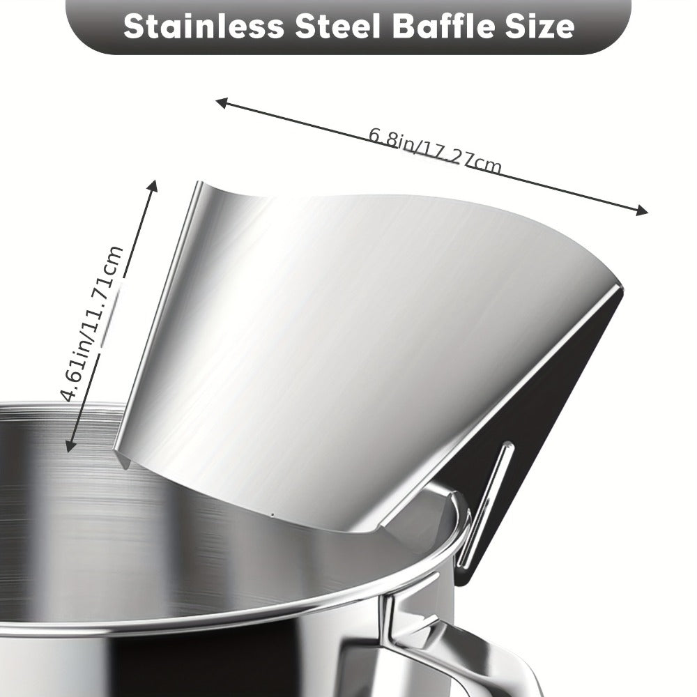 Stand Mixer Pouring Chute Stainless Steel – Dishwasher Safe Pouring Shield for KitchenAid Tilt-Head & Bowl-Lift Models