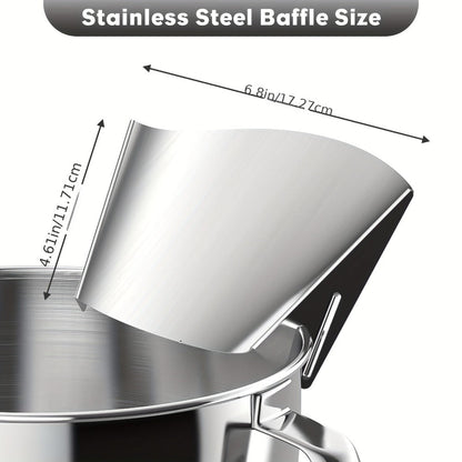 Stand Mixer Pouring Chute Stainless Steel – Dishwasher Safe Pouring Shield for KitchenAid Tilt-Head & Bowl-Lift Models