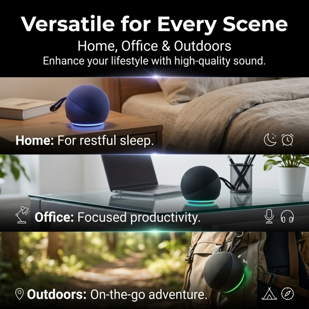 Portable Bluetooth Speaker Spherical Model with RGB, TWS, Subwoofer, 360° and Included Base