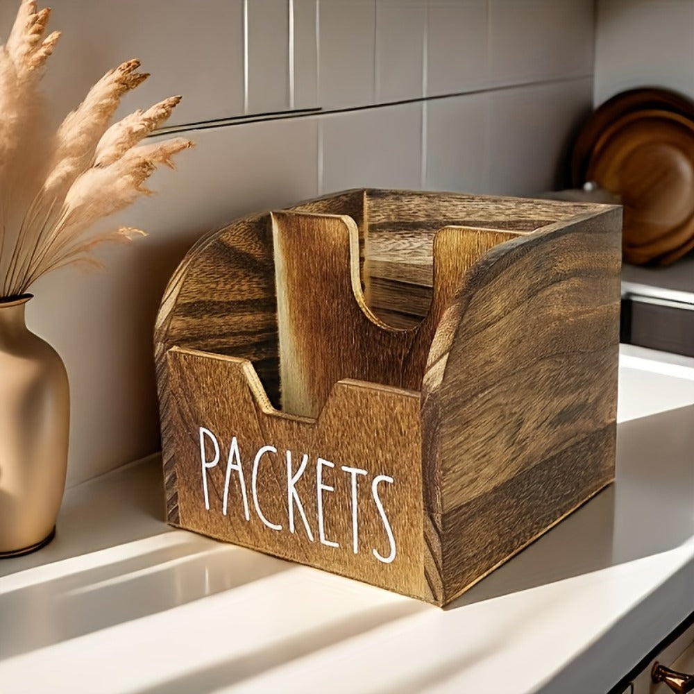 Spice Rack Organizer Rustic Wood Spice Box with Dividers Farmhouse Kitchen Storage Flip-Top for Home Cooking, Dining and Outdoor Meals