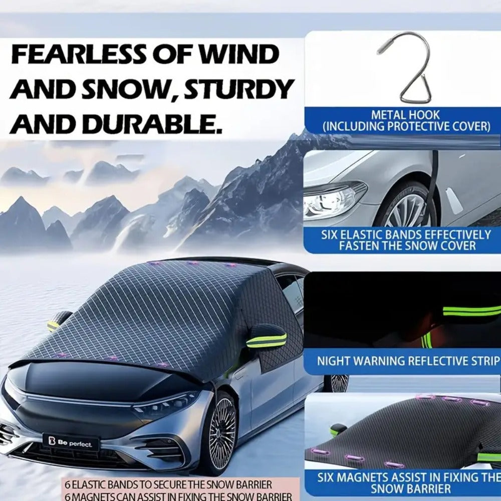 Car Windshield Snow Cover & Frost Shield 102" x 45" – Magnetic Windshield Cover with Side Window Protection for All Seasons