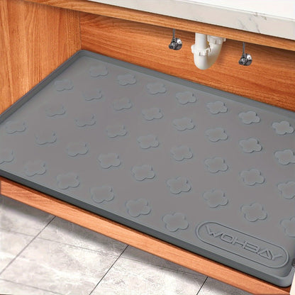 Under Sink Mat Silicone 34" x 22" Undersink Drip Tray Liner for Kitchen Bathroom Cabinet, Holds 2 Gallons