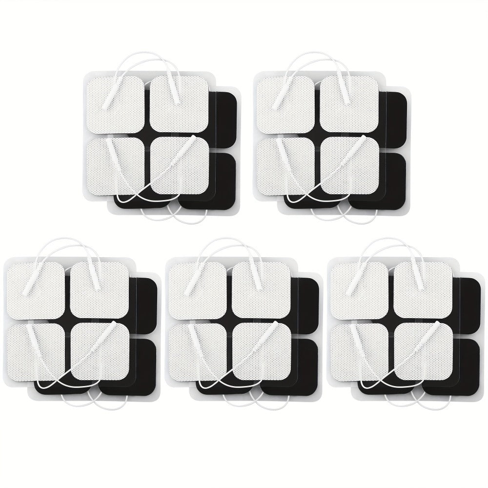 TENS EMS Electrode Pads 40-Pack, 2x2 Inch Reusable Self-Adhesive Replacement Electrode Patches with 2.0mm Pin Connector