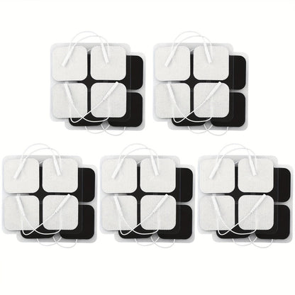 TENS EMS Electrode Pads 40-Pack, 2x2 Inch Reusable Self-Adhesive Replacement Electrode Patches with 2.0mm Pin Connector