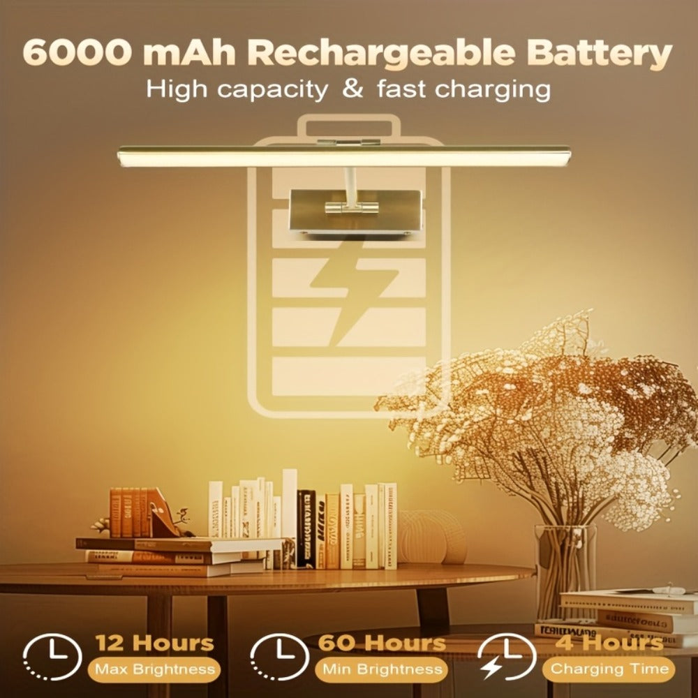 Picture Light 16 Inch Wireless Battery Powered LED Wall Light 6000mAh Rechargeable Remote for Entryways, Bedrooms and Living Spaces